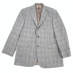 Brooks Brothers 346 Plaid Two Button Suit Jacket Size 40R Mens Gray Wool Blazer